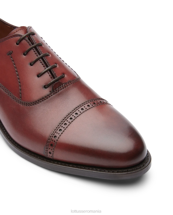 Lottusse bărbați premium bordeaux crust anilin vițel oxford TJT652 încălţăminte negru